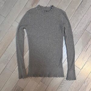 S. Christina 100% Cashmere Ribbed Sweater Beige Stretchy Size L/XL